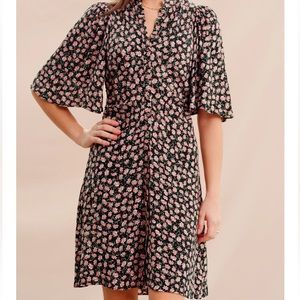 SOLD❗️By TiMo Black Floral Button Down Mini Dress Size XS
